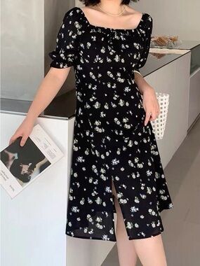 Black & Blue Floral Dress